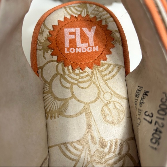 Fly London Orange Wedge Shoes with Unique Design - Picture 6 of 10